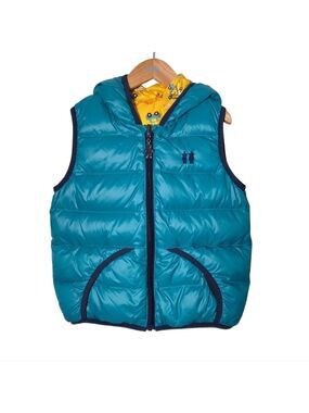 Teletubbies Kids' Teal Hooded Reversible Puffer Vest 4